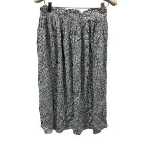 Nagoo Womens Blue Daisy Floral Midi Skirt Elastic Paperbag Waist Pockets Large